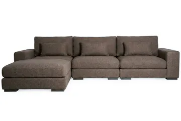 Dubai Ekstra dyp 4-seters modulsofa med divan høyre i stoff ekstra dyp - Beige - Møbler - Sofaer - Modulsofaer - Komplett modulsofa