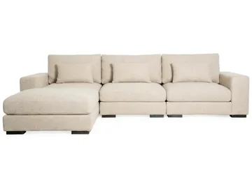 Dubai Ekstra dyp 4-seters modulsofa med divan høyre i stoff ekstra dyp - Beige - Møbler - Sofaer - Modulsofaer - Komplett modulsofa