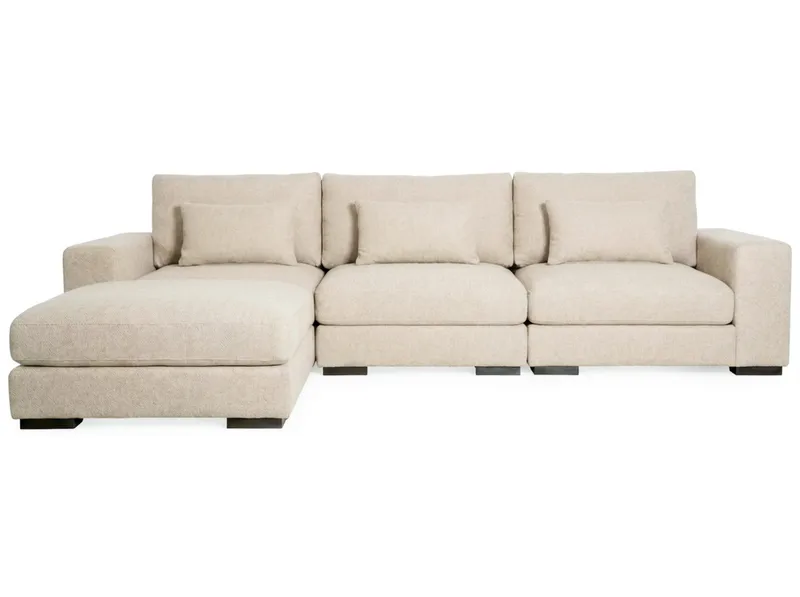 Dubai Ekstra dyp 4-seters modulsofa med divan høyre i stoff ekstra dyp, Beige