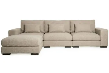 Dubai Ekstra dyp 4-seters modulsofa med divan høyre i stoff ekstra dyp - Brun - Møbler - Sofaer - Modulsofaer - Komplett modulsofa