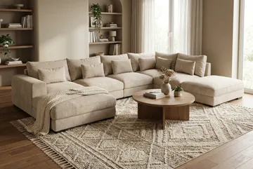 Dubai hjørnemodul i Chenille ekstra dyp - Beige - Møbler - Sofaer - Modulsofaer - Hjørnemodul