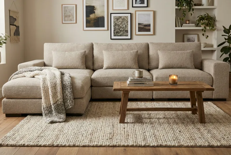 Dubai midtmodul i stoff ekstra dyp - Beige/grå - Møbler - Sofaer - Modulsofaer - Midtmodul