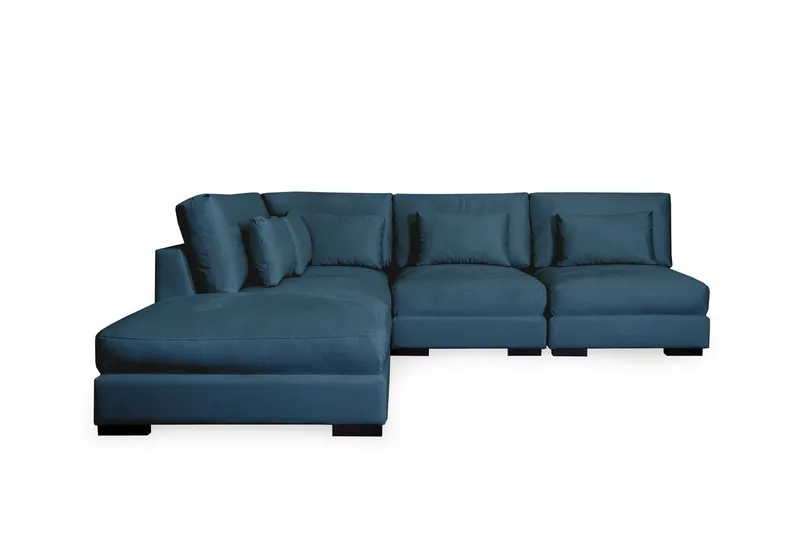 Dubai sjeselongsofa høyre fløyel ekstra dyp, Blå