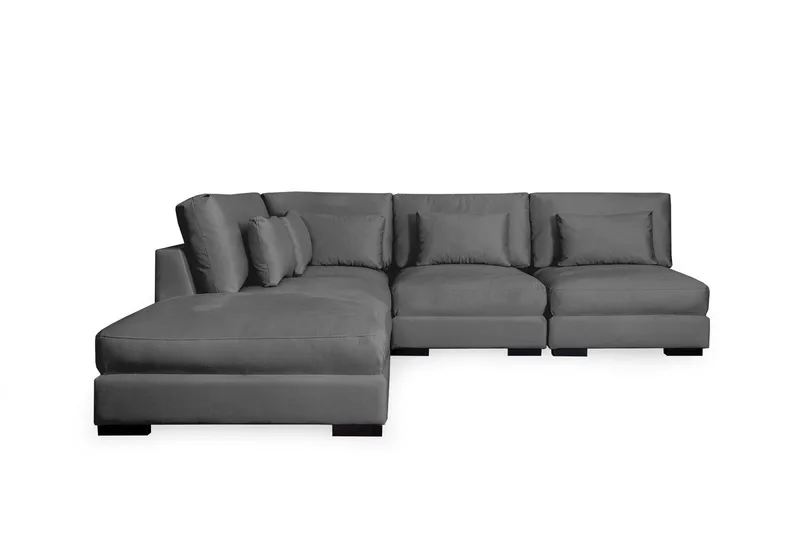Dubai sjeselongsofa høyre fløyel ekstra dyp, Mørkegrå