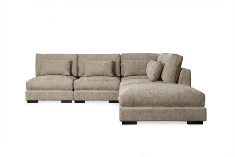 Dubai sjeselongsofa venstre ekstra dyp i Chenille - Brun - Møbler - Sofaer - Modulsofaer - Komplett modulsofa