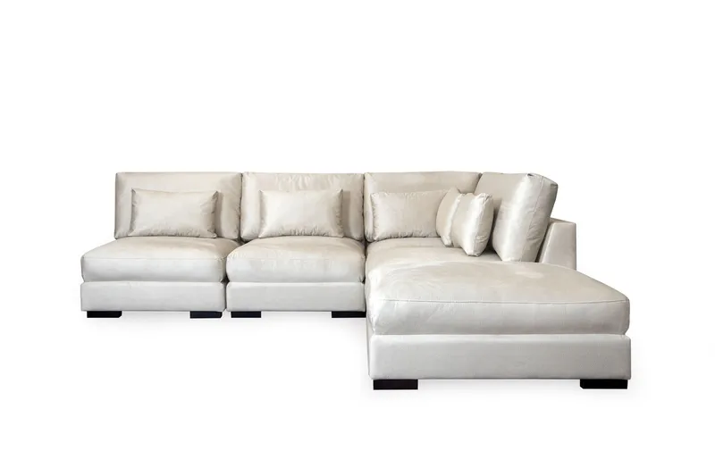 Dubai sjeselongsofa venstre fløyel, Hvit