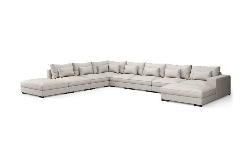 Dubai stor U-modulsofa byggbar med divan høyre ekstra dyp - Lys / Beige - Møbler - Sofaer - Modulsofaer - Komplett modulsofa