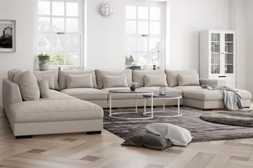 Dubai stor U-modulsofa byggbar med divan høyre ekstra dyp - Lys / Beige - Møbler - Sofaer - Modulsofaer - Komplett modulsofa