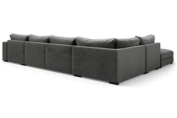 Dubai stor U-sofa modul med divan høyre fløyel ekstra dyp - Mørkegrå - Møbler - Sofaer - Modulsofaer - Komplett modulsofa
