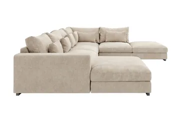 Dubai stor U-sofa modul med divan venstre ekstra dyp i Chenille - Beige - Møbler - Sofaer - Modulsofaer - Komplett modulsofa