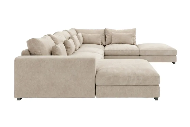 Dubai stor U-sofa modul med divan venstre ekstra dyp i Chenille - Beige - Møbler - Sofaer - Modulsofaer - Komplett modulsofa