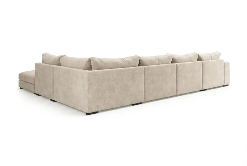 Dubai stor U-sofa modul med divan venstre ekstra dyp i Chenille - Beige - Møbler - Sofaer - Modulsofaer - Komplett modulsofa