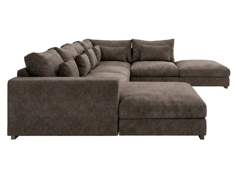 Dubai stor U-sofa modul med divan venstre ekstra dyp i Chenille - Mørkebrun - Møbler - Sofaer - Modulsofaer - Komplett modulsofa