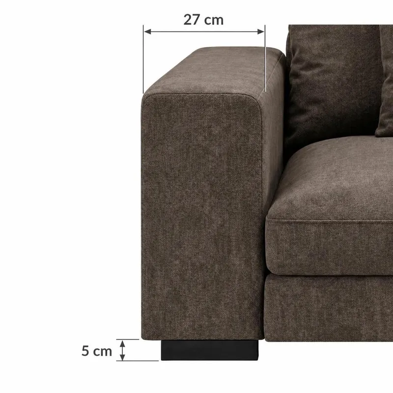 Dubai Stor U-sofa modul med Divan Venstre Ekstra Dyp i Chenille - Mørkebrun - Møbler - Sofaer - Modulsofaer - Komplett modulsofa