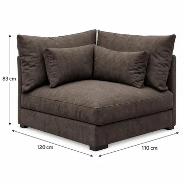 Dubai Stor U-sofa modul med Divan Venstre Ekstra Dyp i Chenille - Mørkebrun - Møbler - Sofaer - Modulsofaer - Komplett modulsofa