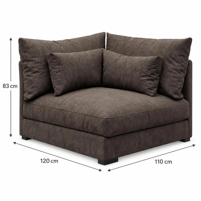 Dubai Stor U-sofa modul med Divan Venstre Ekstra Dyp i Chenille - Mørkebrun - Møbler - Sofaer - Modulsofaer - Komplett modulsofa