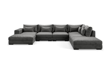 Dubai stor U-sofa modul med divan venstre fløyel ekstra dyp