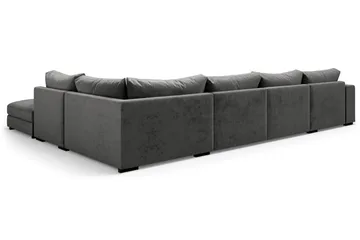 Dubai stor U-sofa modul med divan venstre fløyel ekstra dyp - Mørkegrå - Møbler - Sofaer - Modulsofaer - Komplett modulsofa