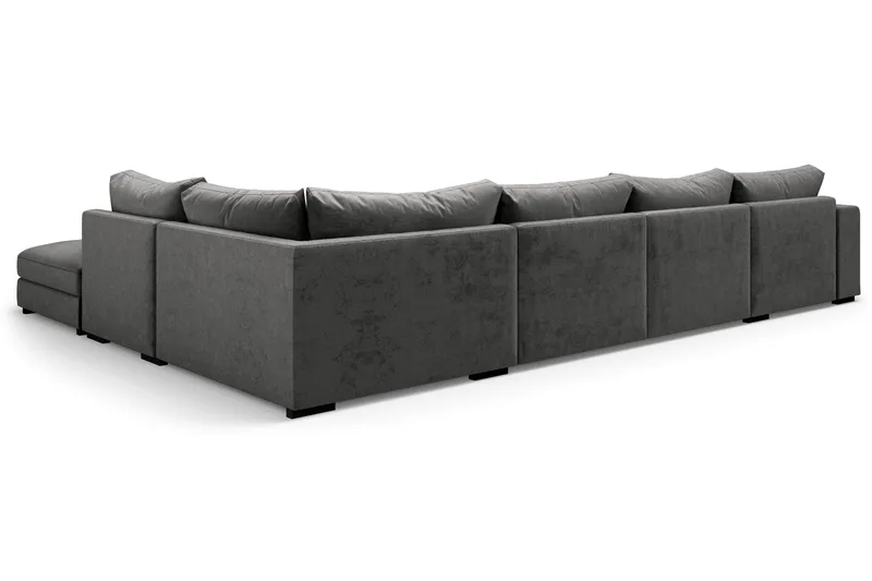 Dubai stor U-sofa modul med divan venstre fløyel ekstra dyp - Mørkegrå - Møbler - Sofaer - Modulsofaer - Komplett modulsofa