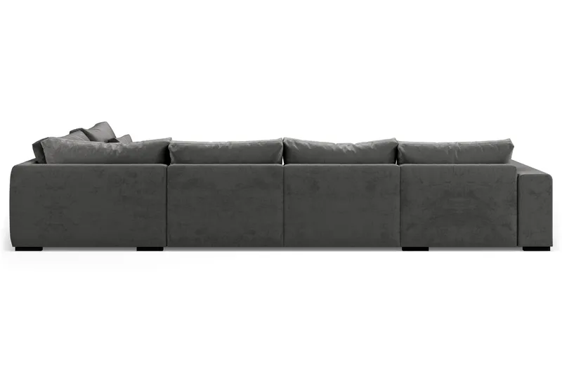 Dubai stor U-sofa modul med divan venstre fløyel ekstra dyp - Mørkegrå - Møbler - Sofaer - Modulsofaer - Komplett modulsofa