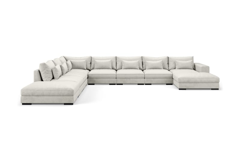 Dubai U-modulsofa Large med divan høyre fløyel ekstra dyp, Hvit