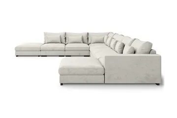 Dubai U-modulsofa Large med divan høyre fløyel ekstra dyp - Hvit - Møbler - Sofaer - Modulsofaer - Komplett modulsofa
