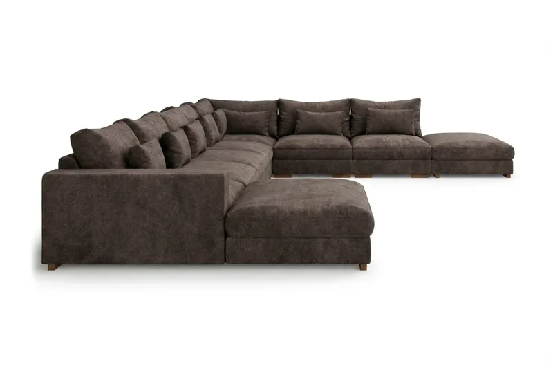 Dubai U-modulsofa Large med divan venstre ekstra dyp i Chenille - Mørkebrun - Møbler - Sofaer - Modulsofaer - Komplett modulsofa