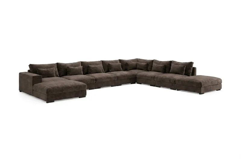 Dubai U-modulsofa Large med divan venstre ekstra dyp i Chenille - Mørkebrun - Møbler - Sofaer - Modulsofaer - Komplett modulsofa