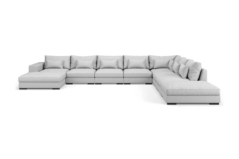 Dubai U-modulsofa Large med divan venstre ekstra dyp, Lysegrå