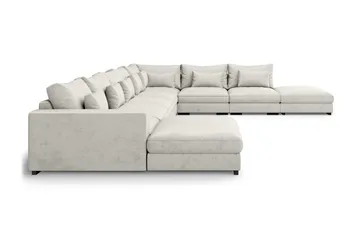 Dubai U-modulsofa Large med divan venstre fløyel ekstra dyp - Hvit - Møbler - Sofaer - Modulsofaer - Komplett modulsofa