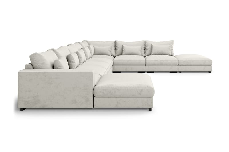 Dubai U-modulsofa Large med divan venstre fløyel ekstra dyp - Hvit - Møbler - Sofaer - Modulsofaer - Komplett modulsofa