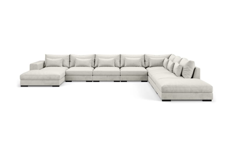 Dubai U-modulsofa Large med divan venstre fløyel ekstra dyp, Hvit