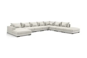 Dubai U-modulsofa Large med divan venstre fløyel ekstra dyp - Hvit - Møbler - Sofaer - Modulsofaer - Komplett modulsofa
