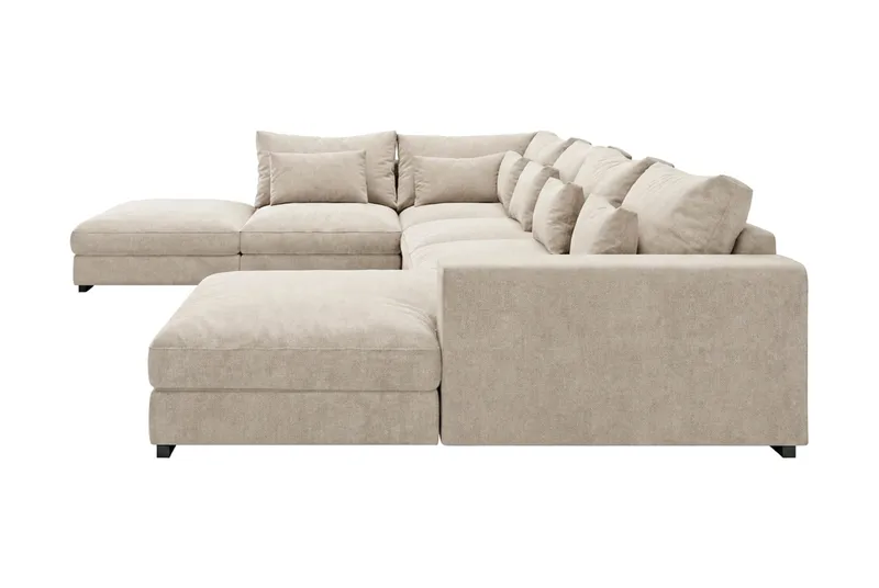 Dubai U-modulsofa med divan høyre ekstra dyp i Chenille - Beige - Møbler - Sofaer - Modulsofaer - Komplett modulsofa