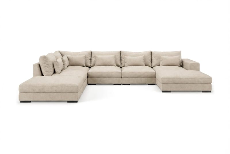 Dubai U-modulsofa med divan høyre ekstra dyp i Chenille, Beige