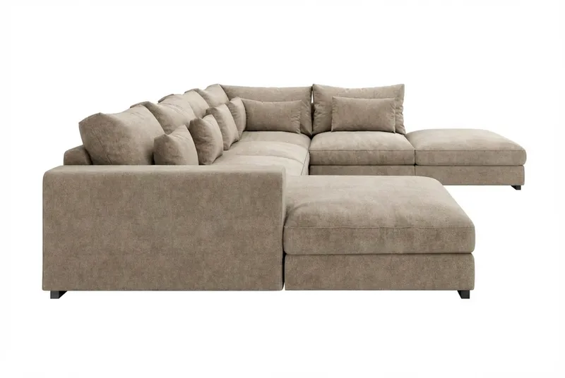 Dubai U-modulsofa med divan høyre ekstra dyp i Chenille - Brun - Møbler - Sofaer - Modulsofaer - Komplett modulsofa