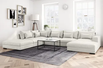 Dubai U-modulsofa med divan høyre fløyel ekstra dyp - Hvit - Møbler - Sofaer - Modulsofaer - Komplett modulsofa