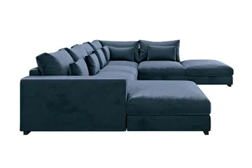 Dubai U-modulsofa med divan venstre fløyel ekstra dyp - Blå - Møbler - Sofaer - Modulsofaer - Komplett modulsofa