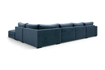 Dubai U-modulsofa med divan venstre fløyel ekstra dyp - Blå - Møbler - Sofaer - Modulsofaer - Komplett modulsofa