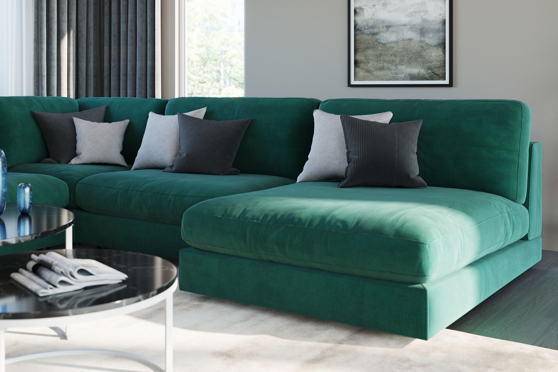 Arken 1-seters Hjørnemodul i Fløyel - Grønn - Møbler - Sofaer - Modulsofaer - Hjørnemodul