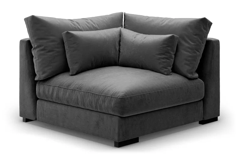 Dubai Hjørnemodul Fløyel ekstra dyp, Mørkegrå