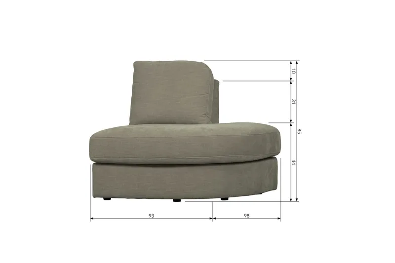 Kielstra Hjørnemodul Høyre - Varmgrå - Møbler - Sofaer - Modulsofaer - Hjørnemodul