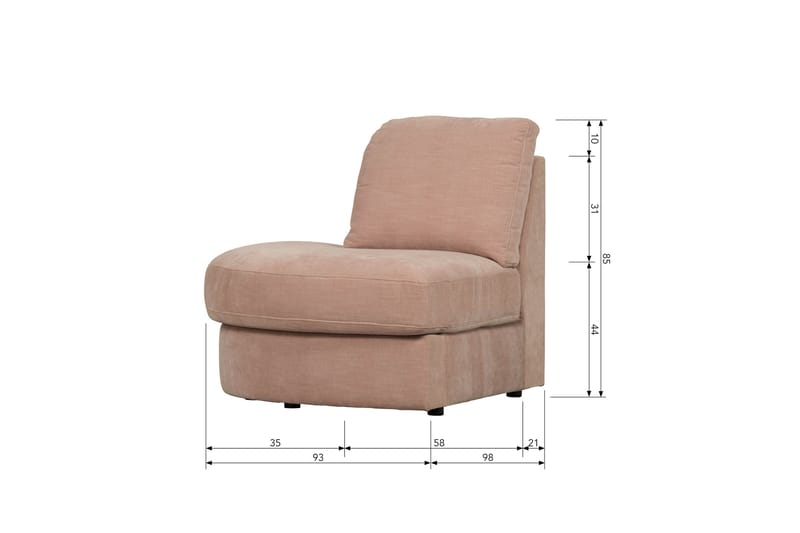 Kielstra Hjørnemodul Venstre - Rosa - Møbler - Sofaer - Modulsofaer - Hjørnemodul