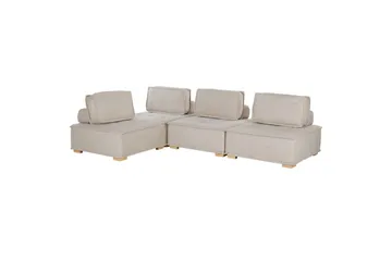 Hörnsoffa Beliani Tibro Beige/ljust trä Beige||Light colored wood - Møbler - Sofaer - Modulsofaer - Komplett modulsofa