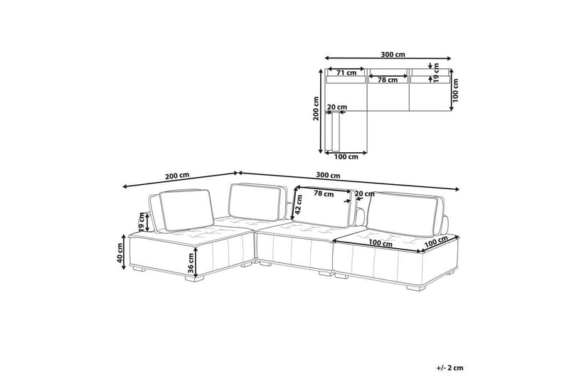 Hörnsoffa Beliani Tibro Beige/ljust trä Beige||Light colored wood - Møbler - Sofaer - Modulsofaer - Komplett modulsofa