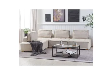 Hörnsoffa Beliani Tibro Beige/ljust trä Beige||Light colored wood - Møbler - Sofaer - Modulsofaer - Komplett modulsofa