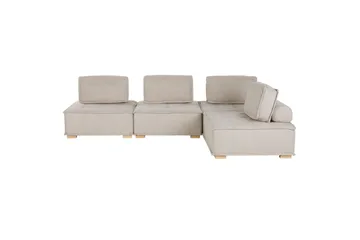 Hörnsoffa Beliani Tibro Beige/ljust trä Beige||Light colored wood - Møbler - Sofaer - Modulsofaer - Komplett modulsofa