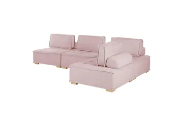 Hörnsoffa Beliani Tibro Beige/ljust trä Blush Pink||Light colored wood - Møbler - Sofaer - Modulsofaer - Komplett modulsofa