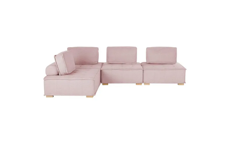 Hörnsoffa Beliani Tibro Beige/ljust trä Blush Pink||Light colored wood