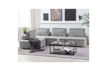 Hörnsoffa Beliani Tibro Beige/ljust trä Light grey||Light colored wood - Møbler - Sofaer - Modulsofaer - Komplett modulsofa